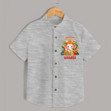 Auspicious Beginnings with Ganesha Shirt | Custom Baby Shirt for Ganesha Celebration - GREY - 0 - 6 Months Old (Chest 23")