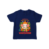 Auspicious Beginnings with Ganesha T-Shirt | Custom Baby T-Shirt for Ganesha Celebration - NAVY BLUE - 0-5 Months Old (Chest 17")