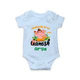 Obstacle Free with Ganesha Romper | Personalized Baby Romper for Ganesha Devotees - BABY BLUE - New Born (Chest 14")