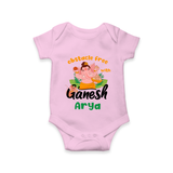 Obstacle Free with Ganesha Romper | Personalized Baby Romper for Ganesha Devotees - BABY PINK - New Born (Chest 14")