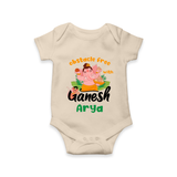 Obstacle Free with Ganesha Romper | Personalized Baby Romper for Ganesha Devotees - IVORY - New Born (Chest 14")