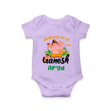 Obstacle Free with Ganesha Romper | Personalized Baby Romper for Ganesha Devotees - LILAC - New Born (Chest 14")