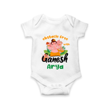 Obstacle Free with Ganesha Romper | Personalized Baby Romper for Ganesha Devotees - WHITE - New Born (Chest 14")