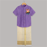 Obstacle Free with Ganesha Shirt and Dhoti | Personalized Baby Shirt and Dhoti for Ganesha Devotees - ROYAL PURPLE - 0 - 6 Months Old (Chest-23") (Dhoti length-14")