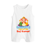 Ganapati's Favorite Romper Suit / Sleeveless Romper | Custom Baby Romper Suit / Sleeveless Romper for Ganesha Celebration - WHITE - 0 - 5 Months Old (Chest 18")