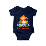 Ganapati's Favorite Romper | Custom Baby Romper for Ganesha Celebration - NAVY BLUE - New Born (Chest 14")