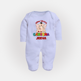 Wise Little Ganesha Sleep Suit / Full Sleeve Body Suit | Personalized Baby Sleep Suit / Full Sleeve Body Suit for Ganesha Festival - BABY BLUE - New Born (Chest 7.5")