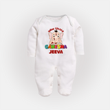 Wise Little Ganesha Sleep Suit / Full Sleeve Body Suit | Personalized Baby Sleep Suit / Full Sleeve Body Suit for Ganesha Festival - WHITE - New Born (Chest 7.5")