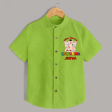 Wise Little Ganesha Shirt | Personalized Baby Shirt for Ganesha Festival - LIME GREEN - 0 - 6 Months Old (Chest 23")