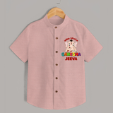 Wise Little Ganesha Shirt | Personalized Baby Shirt for Ganesha Festival - PEACH - 0 - 6 Months Old (Chest 23")