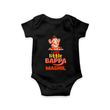 Cute Little Bappa Romper | Custom Baby Romper for Ganesha Devotees - BLACK - New Born (Chest 14")