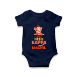 Cute Little Bappa Romper | Custom Baby Romper for Ganesha Devotees - NAVY BLUE - New Born (Chest 14")