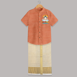 Aala Re Aala Bappa Aala Shirt and Dhoti | Personalized Baby Shirt and Dhoti for Ganesha Celebration - ORANGE - 0 - 6 Months Old (Chest-23") (Dhoti length-14")