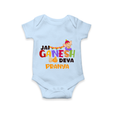 Jai Ganesha Deva Romper | Custom Baby Romper for Ganesha Festival - BABY BLUE - New Born (Chest 14")