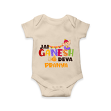Jai Ganesha Deva Romper | Custom Baby Romper for Ganesha Festival - IVORY - New Born (Chest 14")