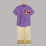 Jai Ganesha Deva Shirt and Dhoti | Custom Baby Shirt and Dhoti for Ganesha Festival - ROYAL PURPLE - 0 - 6 Months Old (Chest-23") (Dhoti length-14")