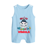 Kutty Vinayagar Romper Suit / Sleeveless Romper | Personalized Baby Romper Suit / Sleeveless Romper for Ganesha Celebration - BABY BLUE - 0 - 5 Months Old (Chest 18")
