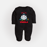 Kutty Vinayagar Sleep Suit / Full Sleeve Body Suit | Personalized Baby Sleep Suit / Full Sleeve Body Suit for Ganesha Celebration - BLACK - New Born (Chest 7.5")