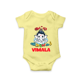 Kutty Vinayagar Romper | Personalized Baby Romper for Ganesha Celebration - PASTEL YELLOW - New Born (Chest 14")