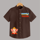 Ganpati's Favourite Shirt | Custom Shirt for Ganesha Devotees - CHOCOLATE BROWN - 0 - 6 Months Old (Chest 23")