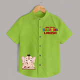 Wise Little Ganesha Shirt | Personalized Shirt for Ganesha Worship - LIME GREEN - 0 - 6 Months Old (Chest 23")