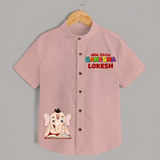 Wise Little Ganesha Shirt | Personalized Shirt for Ganesha Worship - PEACH - 0 - 6 Months Old (Chest 23")