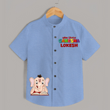 Wise Little Ganesha Shirt | Personalized Shirt for Ganesha Worship - SKY BLUE - 0 - 6 Months Old (Chest 23")