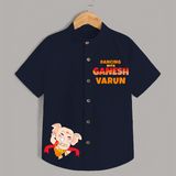 Dancing With Ganesha Shirt | Custom Shirt for Ganesha Celebration - NAVY BLUE - 0 - 6 Months Old (Chest 23")