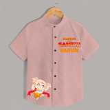 Dancing With Ganesha Shirt | Custom Shirt for Ganesha Celebration - PEACH - 0 - 6 Months Old (Chest 23")