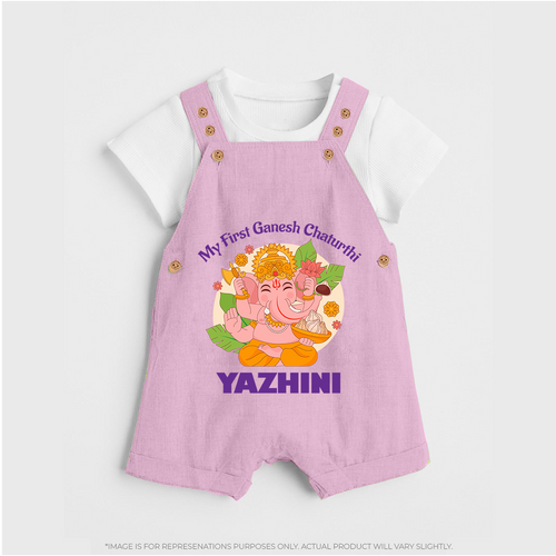 Little Ganesh Devotee Dungaree Set | Custom Baby Dungaree Set for First Ganesh Chaturthi