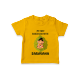 My First Ganesh T-Shirt | Personalized T-Shirt for Ganesh Chaturthi Festival - CHROME YELLOW - 0-5 Months Old (Chest 17")