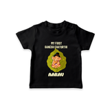 My First Ganesh T-Shirt | Personalized T-Shirt for Ganesh Chaturthi Festival - BLACK - 0-5 Months Old (Chest 17")