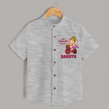 Ganesh Chaturthi Baby Outfit | Personalized Baby Shirt for My First Ganesh Festival - GREY - 0 - 6 Months Old (Chest 23")