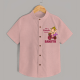 Ganesh Chaturthi Baby Outfit | Personalized Baby Shirt for My First Ganesh Festival - PEACH - 0 - 6 Months Old (Chest 23")