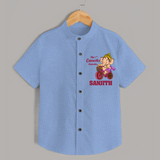 Ganesh Chaturthi Baby Outfit | Personalized Baby Shirt for My First Ganesh Festival - SKY BLUE - 0 - 6 Months Old (Chest 23")