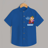 Ganesh Chaturthi Baby Outfit | Personalized Baby Shirt for My First Ganesh Festival - COBALT BLUE - 0 - 6 Months Old (Chest 23")