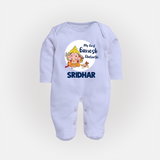 Ganesh Chaturthi Sleep Suit / Full Sleeve Body Suit for Baby | Custom Sleep Suit / Full Sleeve Body Suit to Celebrate First Ganesh Chaturthi - BABY BLUE - New Born (Chest 7.5")