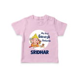 Ganesh Chaturthi T-Shirt for Baby | Custom T-Shirt to Celebrate First Ganesh Chaturthi - BABY PINK - 0-5 Months Old (Chest 17")