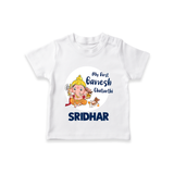 Ganesh Chaturthi T-Shirt for Baby | Custom T-Shirt to Celebrate First Ganesh Chaturthi - WHITE - 0-5 Months Old (Chest 17")