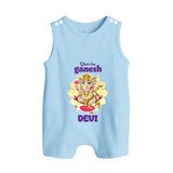 Ghar Ka Ganesha Romper Suit | Custom Baby Romper Suit for Your Home's Ganesha - BABY BLUE - 0 - 5 Months Old (Chest 18")