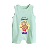 Ghar Ka Ganesha Romper Suit | Custom Baby Romper Suit for Your Home's Ganesha - MINT GREEN - 0 - 5 Months Old (Chest 18")