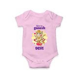 Ghar Ka Ganesha Romper / Onesie | Custom Baby Romper / Onesie for Your Home's Ganesha - BABY PINK - New Born (Chest 14")