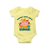 Ganapati Bappa Morya Romper / Onesie | Personalized Baby Romper / Onesie for Ganesh Chaturthi - PASTEL YELLOW - New Born (Chest 14")