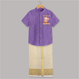 Cute Ganesha Shirt and Dhoti | Personalized Baby Shirt and Dhoti for Your Little Ganesha - ROYAL PURPLE - 0 - 6 Months Old (Chest-23") (Dhoti length-14")