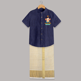 Little Ganesha Shirt and Dhoti | Personalized Baby Shirt and Dhoti for Your Little Ganesha - DARK BLUE - 0 - 6 Months Old (Chest-23") (Dhoti length-14")