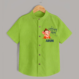 Ganapati Bappa Morya Shirt | Custom Baby Shirt for Ganesh Chaturthi Celebrations - LIME GREEN - 0 - 6 Months Old (Chest 23")