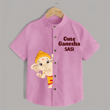 Cute Ganesha Special Edition Shirt | Personalized Baby Shirt for Your Little Ganesha - BABY PINK - 0 - 6 Months Old (Chest 23")