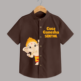 Cute Ganesha Special Edition Shirt | Personalized Baby Shirt for Your Little Ganesha - CHOCOLATE BROWN - 0 - 6 Months Old (Chest 23")