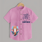 Ganapati Bappa Moriya Special Edition Shirt | Custom Shirt for Ganesh Chaturthi - BABY PINK - 0 - 6 Months Old (Chest 23")