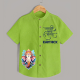 Ganapati Bappa Moriya Special Edition Shirt | Custom Shirt for Ganesh Chaturthi - LIME GREEN - 0 - 6 Months Old (Chest 23")